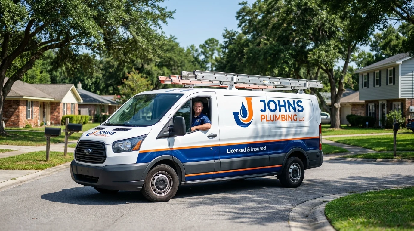 Johns Plumbing LLC service van in Huntington Woods, MI