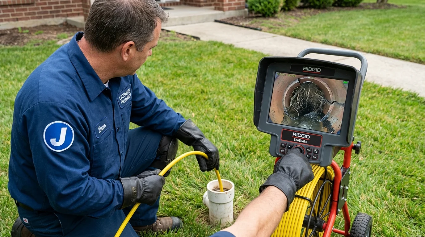 Sewer camera inspection being performed by Johns Plumbing LLC in Huntington Woods